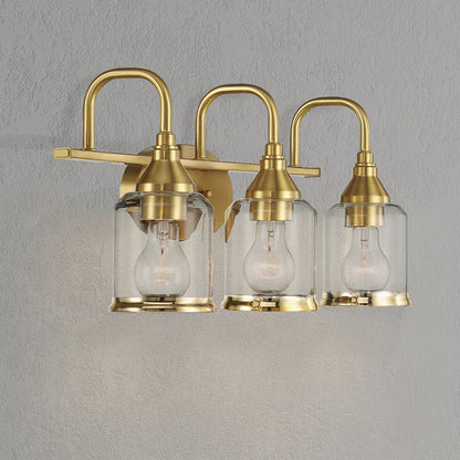 Twilight Brushed Gold Contemporary Vanity Light with Clear Glass, 22"W × 10"H × 7.48"E Dining Room Lighting Fixtures Hanging, Dining Light for Bedroom, Foyer, Hall, Kitchen, Living Room and Entryway