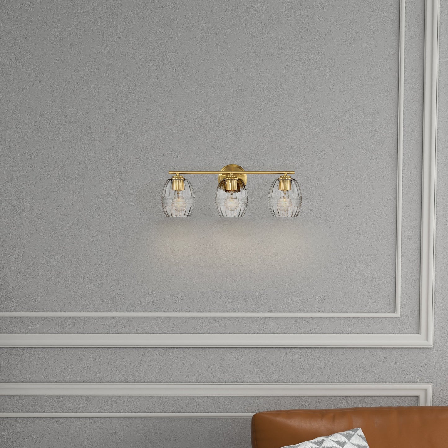 Twilight Brushed Gold Contemporary Vanity Light with Clear Glass, 22"W × 10"H × 7.48"E Dining Room Lighting Fixtures Hanging, Dining Light for Bedroom, Foyer, Hall, Kitchen, Living Room and Entryway