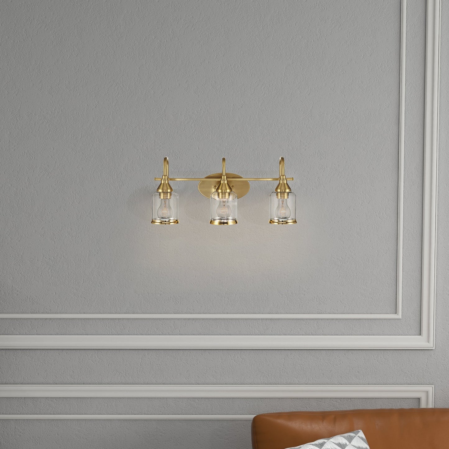 Twilight Brushed Gold Contemporary Vanity Light with Clear Glass, 22"W × 10"H × 7.48"E Dining Room Lighting Fixtures Hanging, Dining Light for Bedroom, Foyer, Hall, Kitchen, Living Room and Entryway