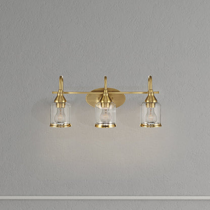 Twilight Brushed Gold Contemporary Vanity Light with Clear Glass, 22"W × 10"H × 7.48"E Dining Room Lighting Fixtures Hanging, Dining Light for Bedroom, Foyer, Hall, Kitchen, Living Room and Entryway
