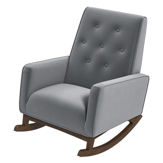 Premium Demetrius Light Grey Fabric Solid Wood Rocking Chair for Living Room and Nursery 36.6"H x 27.5"W x 39"D or Living Room Bedroom Reading