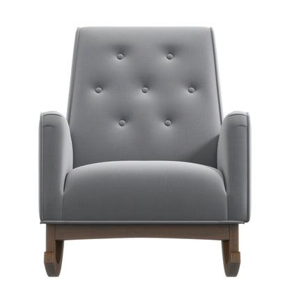 Premium Demetrius Light Grey Fabric Solid Wood Rocking Chair for Living Room and Nursery 36.6"H x 27.5"W x 39"D or Living Room Bedroom Reading