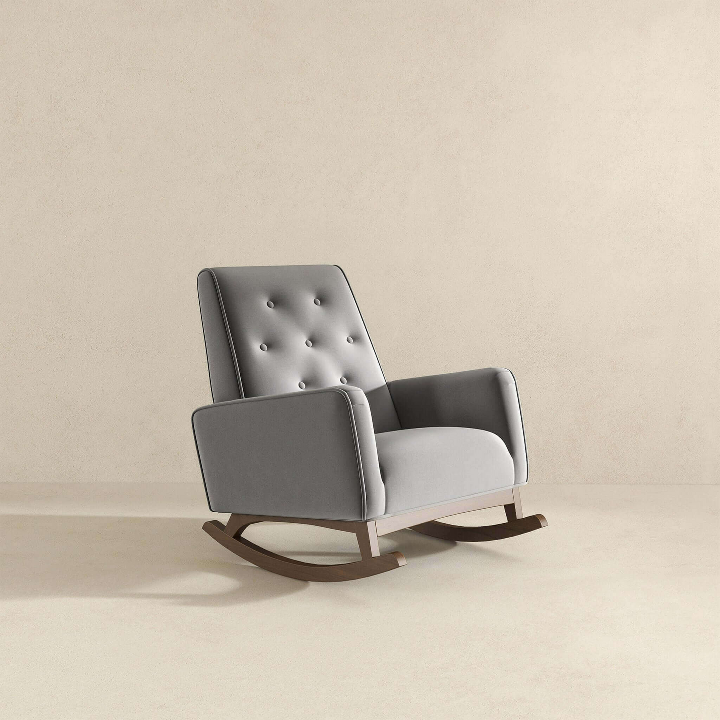 Premium Demetrius Light Grey Fabric Solid Wood Rocking Chair for Living Room and Nursery 36.6"H x 27.5"W x 39"D or Living Room Bedroom Reading