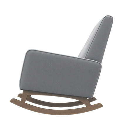 Premium Demetrius Light Grey Fabric Solid Wood Rocking Chair for Living Room and Nursery 36.6"H x 27.5"W x 39"D or Living Room Bedroom Reading