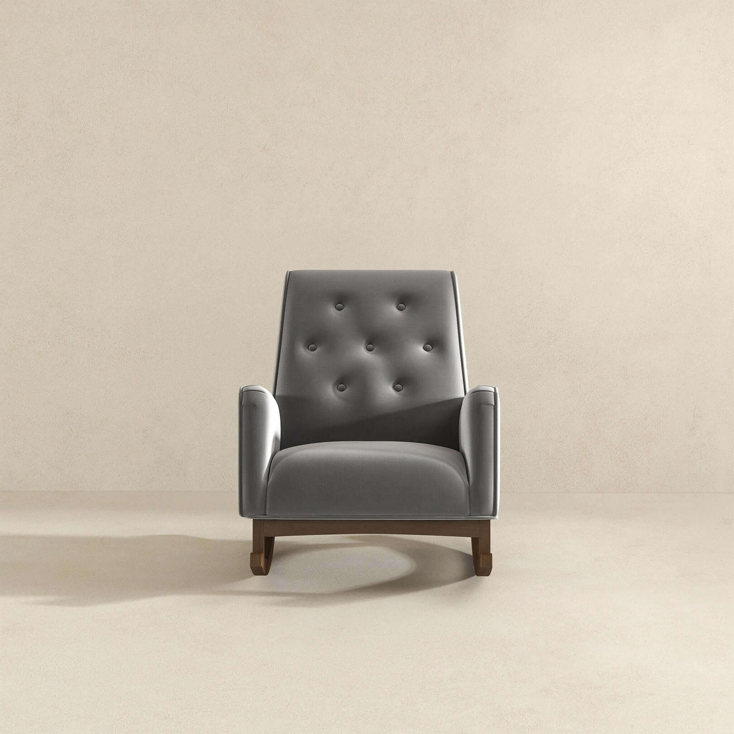 Premium Demetrius Light Grey Fabric Solid Wood Rocking Chair for Living Room and Nursery 36.6"H x 27.5"W x 39"D or Living Room Bedroom Reading