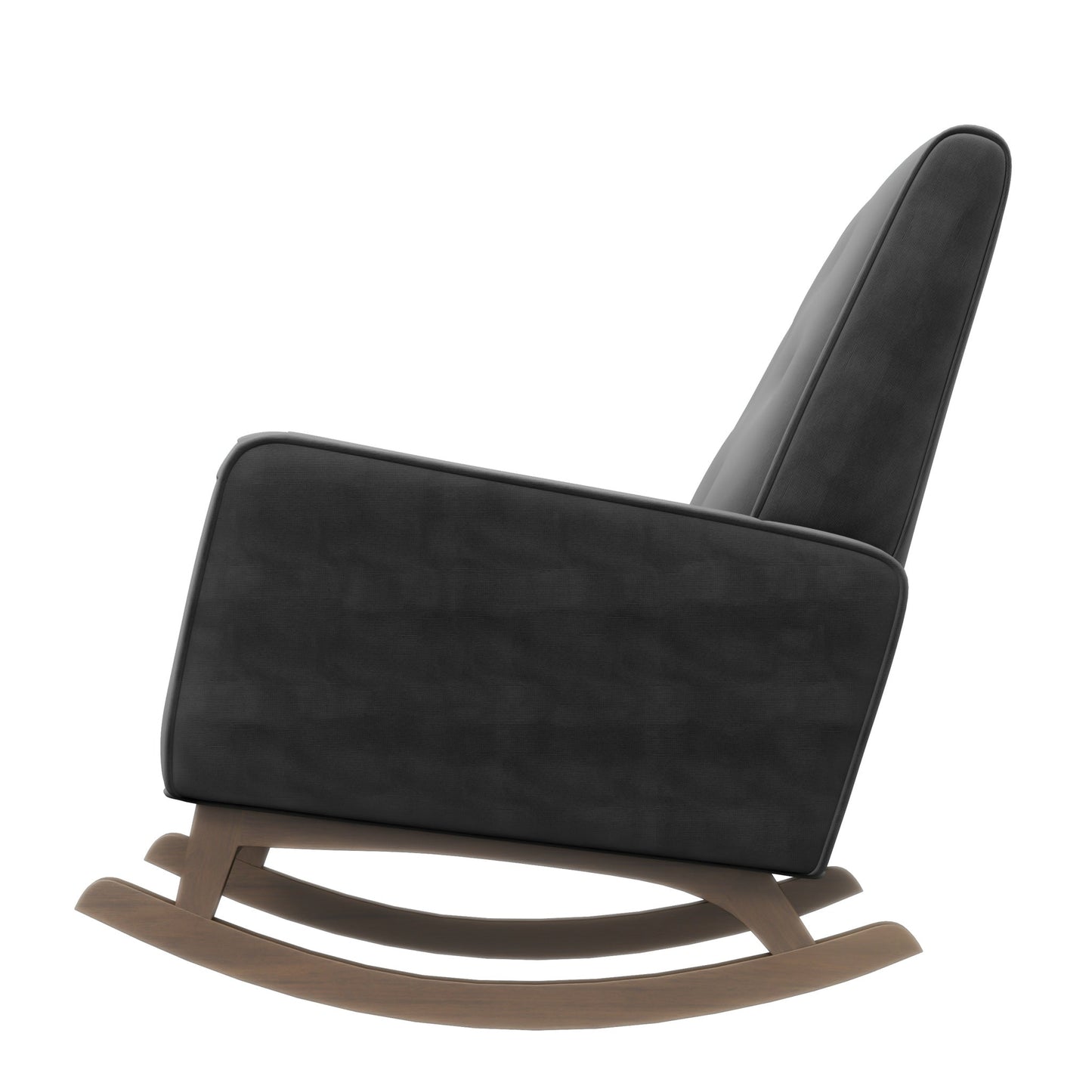 Elegant Style Demetrius Dark Grey Fabric Rocking Chair with Solid Wood Frame for Living Room and Nursery 36.6"H x 27.5"W x 39"D for Living Room Bedroom Reading