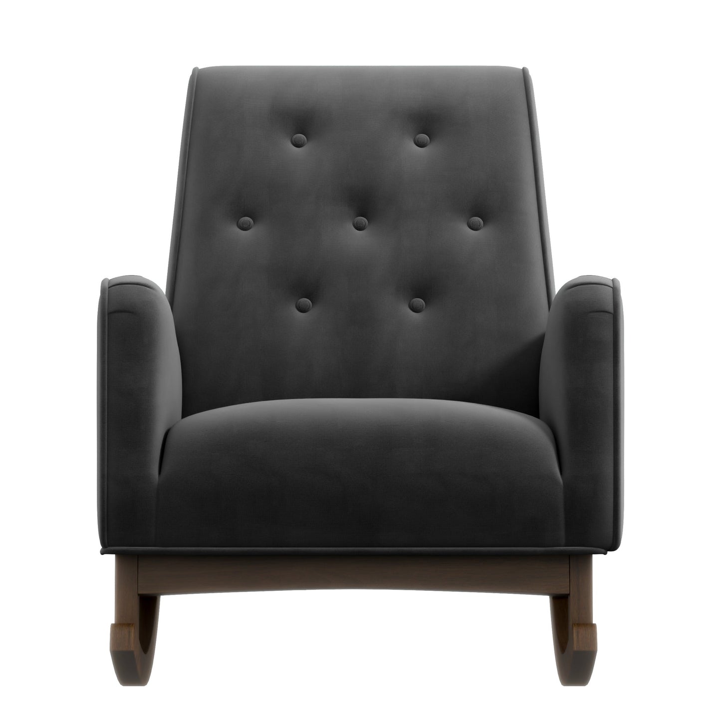 Elegant Style Demetrius Dark Grey Fabric Rocking Chair with Solid Wood Frame for Living Room and Nursery 36.6"H x 27.5"W x 39"D for Living Room Bedroom Reading