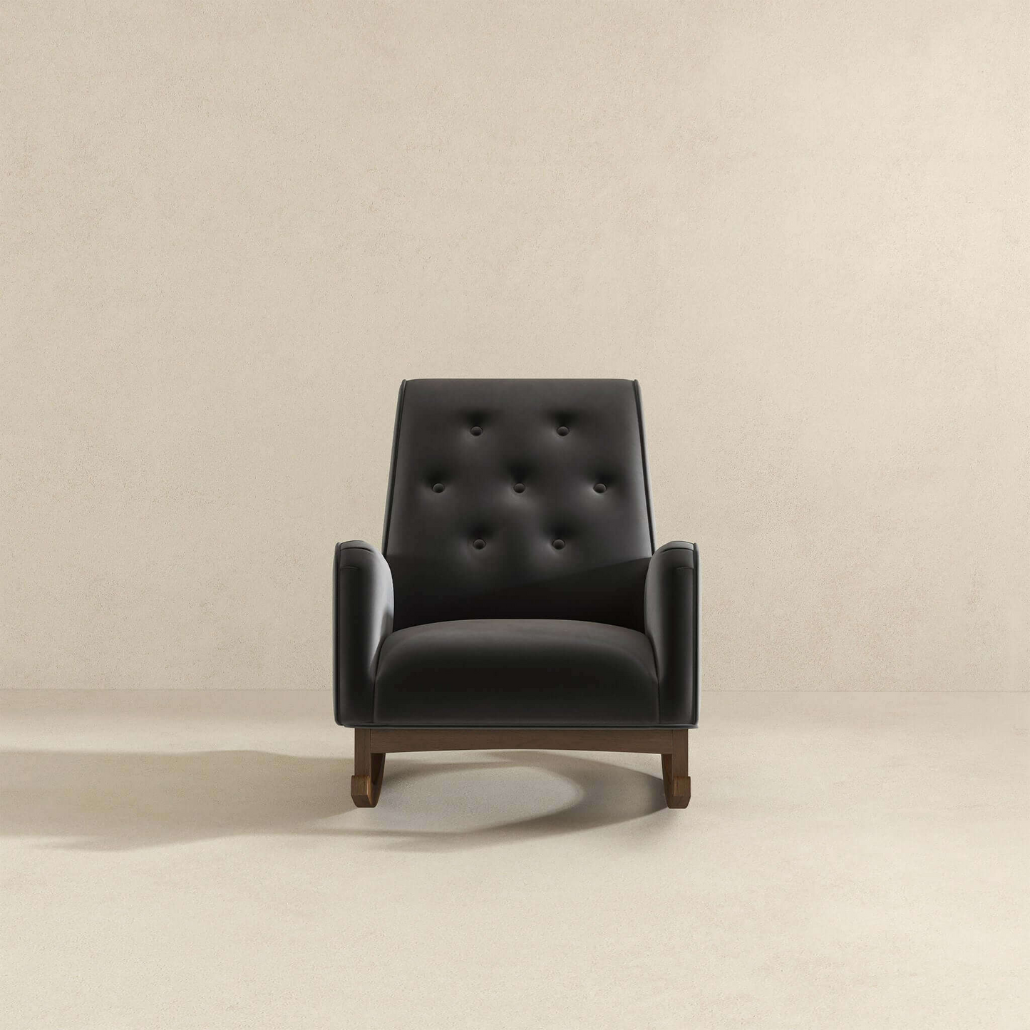 Elegant Style Demetrius Dark Grey Fabric Rocking Chair with Solid Wood Frame for Living Room and Nursery 36.6"H x 27.5"W x 39"D for Living Room Bedroom Reading