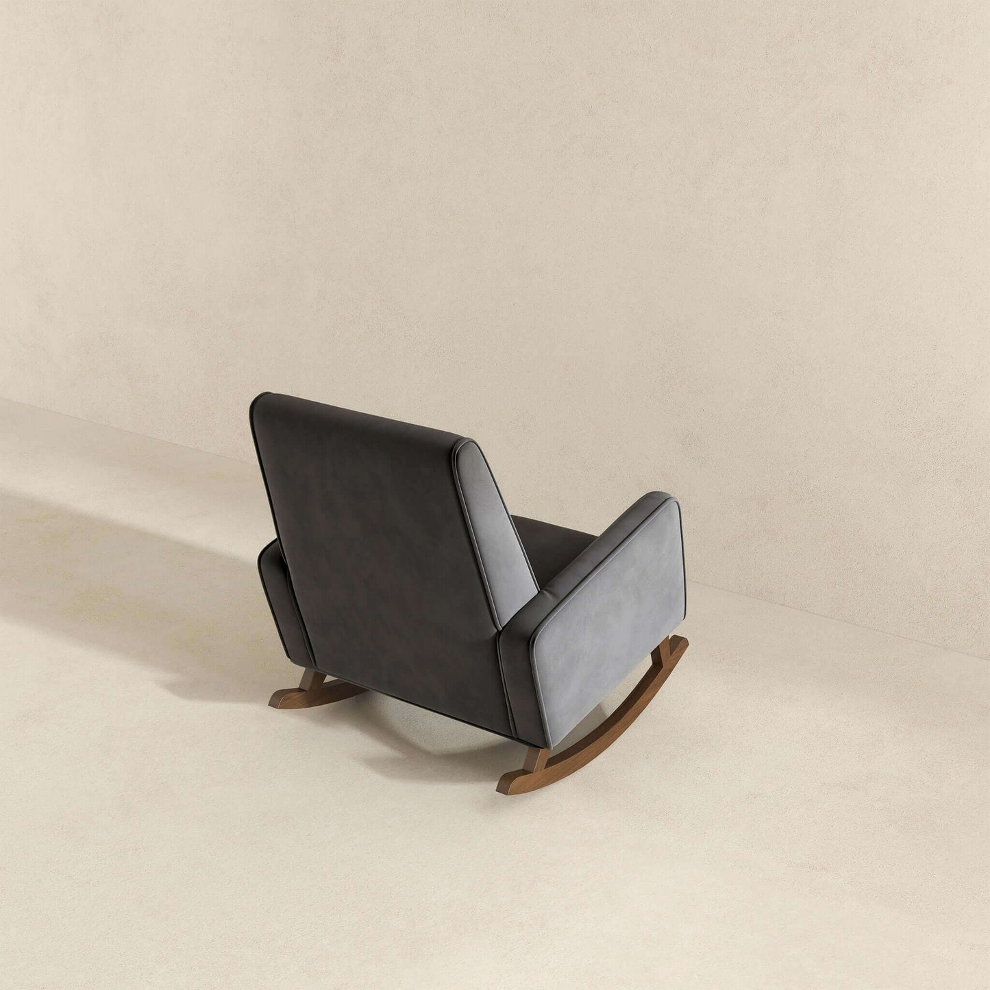 Elegant Style Demetrius Dark Grey Fabric Rocking Chair with Solid Wood Frame for Living Room and Nursery 36.6"H x 27.5"W x 39"D for Living Room Bedroom Reading