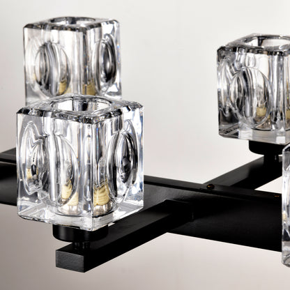Chandelier for Dining Room, 10-Light Black Farmhouse Linear Pendant Light Fixture, Modern Crystal Hanging Lighting Chandelier for Kitchen Island, Bar, Long Table, G9 Bulb(10*G9*MAX 40W)