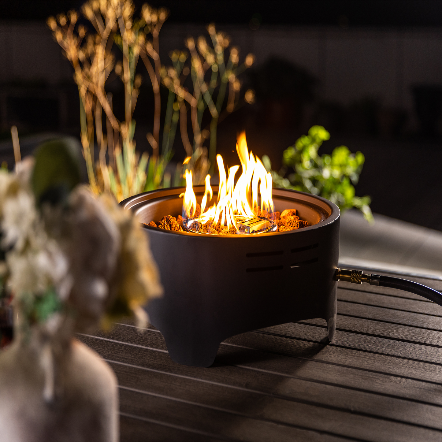 15 inch Outdoor Portable Propane Fire Pit, Tabletop Fire Pit with Quick Connect Regulator