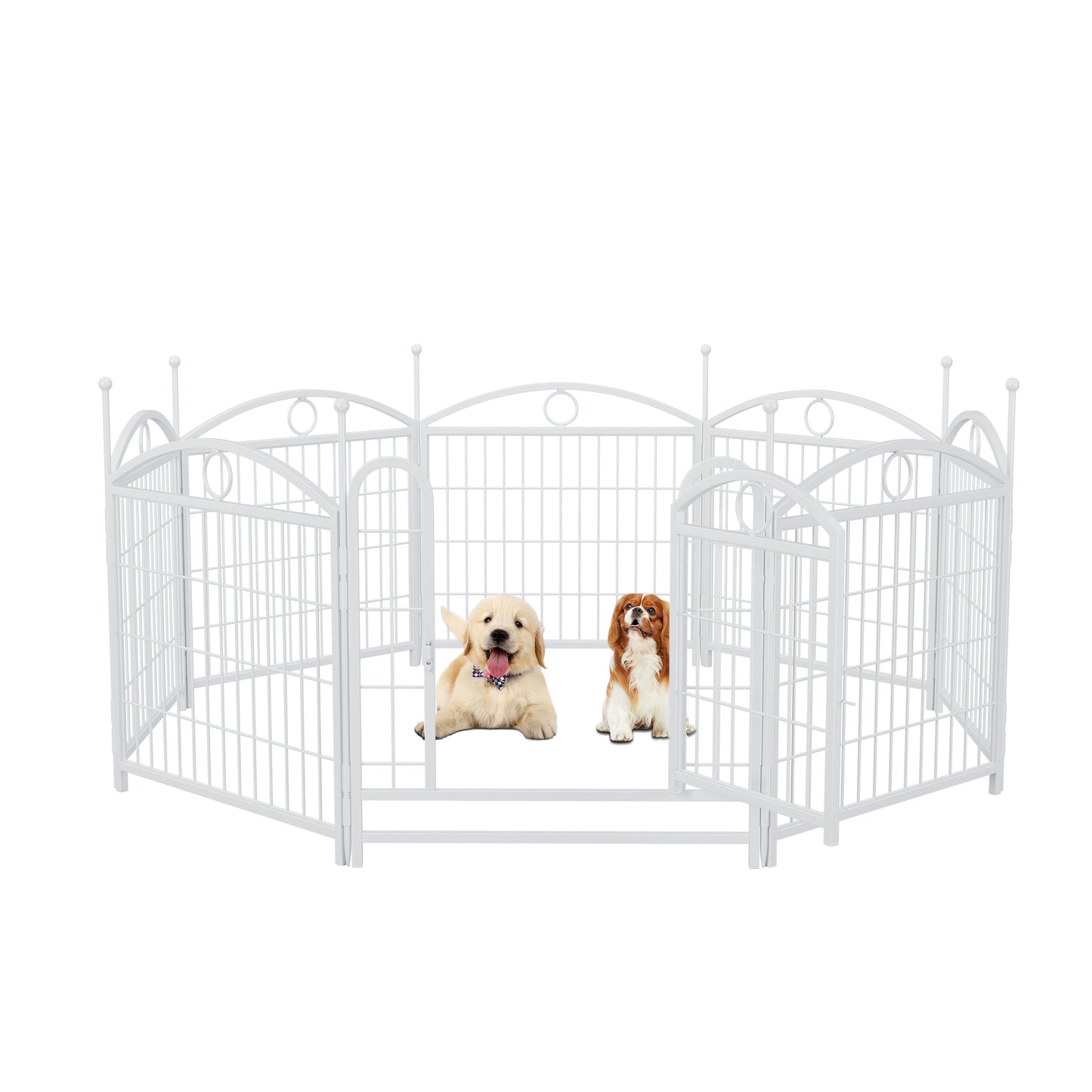 Dog Playpen Indoor 24 inch 8 Panels Metal Dog Pen Pet Dog Fence Outdoor Exercise Pen with Doors, Heavy Duty Dog Fence Puppy Pen for Large Medium Small Dogs Indoor Outdoor Foldable Pet Exercise Pen