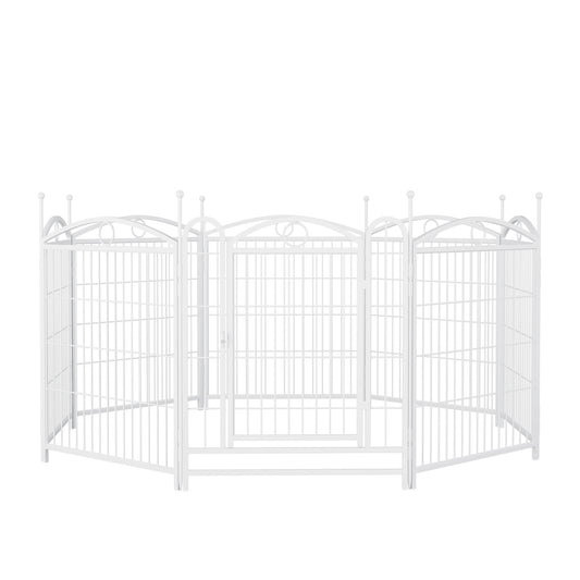 Dog Playpen Indoor 32 inch 8 Panels Metal Dog Pen Pet Dog Fence Outdoor Exercise Pen with Doors, Heavy Duty Dog Fence Puppy Pen for Large Medium Small Dogs Indoor Outdoor Foldable Pet Exercise Pen