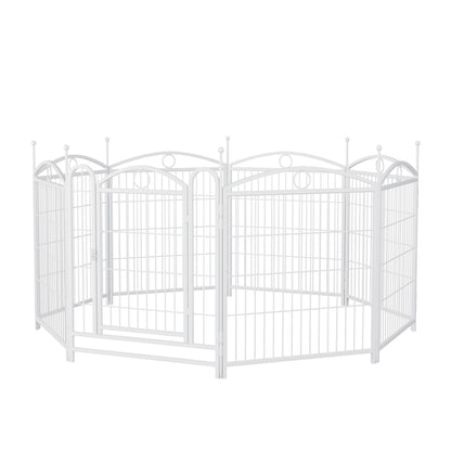 Dog Playpen Indoor 32 inch 8 Panels Metal Dog Pen Pet Dog Fence Outdoor Exercise Pen with Doors, Heavy Duty Dog Fence Puppy Pen for Large Medium Small Dogs Indoor Outdoor Foldable Pet Exercise Pen