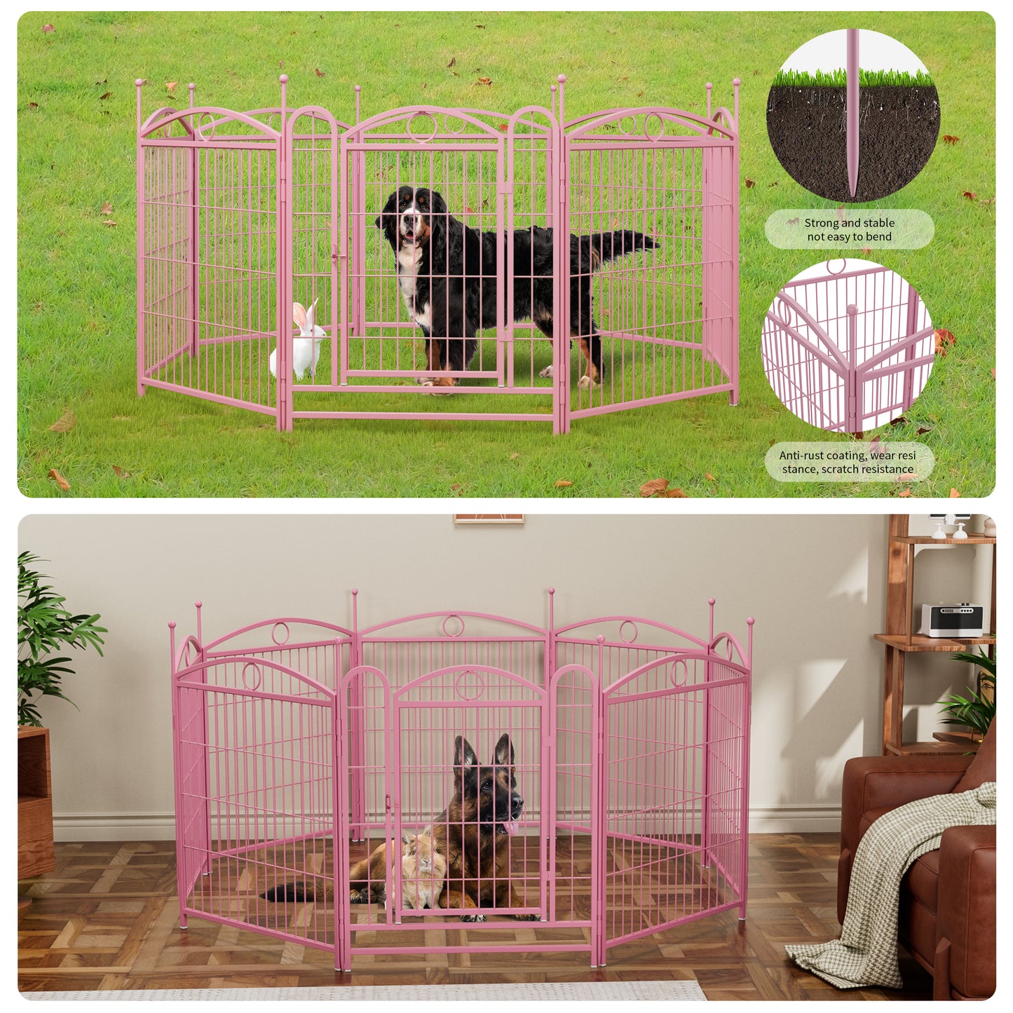 Dog Playpen Indoor 32 inch 8 Panels Metal Dog Pen Pet Dog Fence Outdoor Exercise Pen with Doors, Heavy Duty Dog Fence Puppy Pen for Large Medium Small Dogs Indoor Outdoor Foldable Pet Exercise Pen