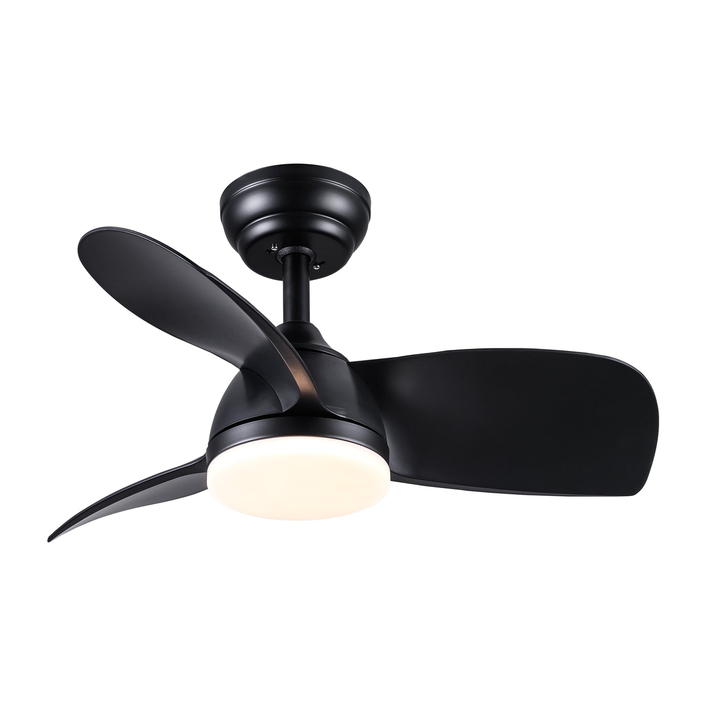 28 In Intergrated LED Ceiling Fan Lighting with Black ABS Blade