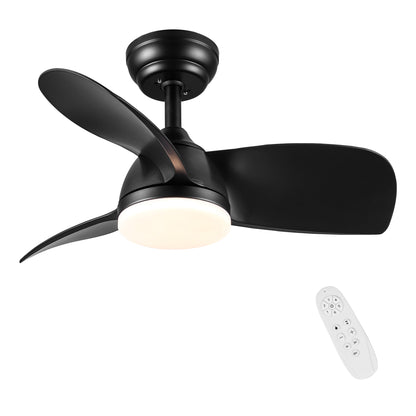28 In Intergrated LED Ceiling Fan Lighting with Black ABS Blade