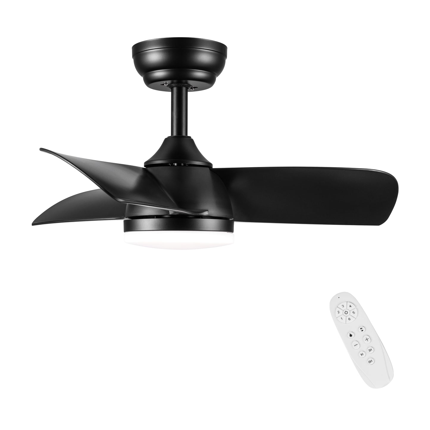 28 In Intergrated LED Ceiling Fan Lighting with Black ABS Blade