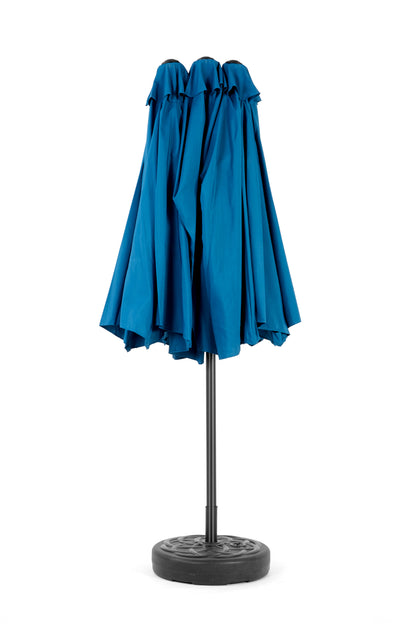 14.8 Ft Double Sided Outdoor Umbrella Rectangular Large with Crank ( Dark blue )