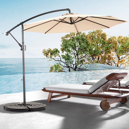 Best Choice Products 10ft Offset Hanging Market Patio Umbrella w/Easy Tilt Adjustment, Polyester Shade, 8 Ribs for Backyard, Poolside - ( khaki )