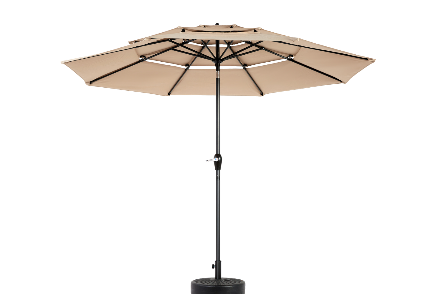 Aluminium 10ft 3 Tier Auto-tilt Umbrella ,Outdoor Patio Umbrella - Market Table Pool Deck Umbrella (Base Not Included) - ( khaki )