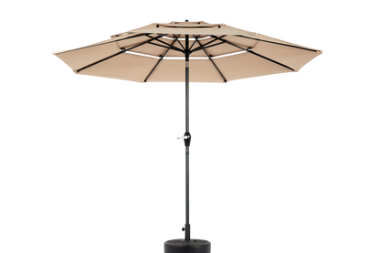 Aluminium 10ft 3 Tier Auto-tilt Umbrella ,Outdoor Patio Umbrella - Market Table Pool Deck Umbrella (Base Not Included) - ( khaki )