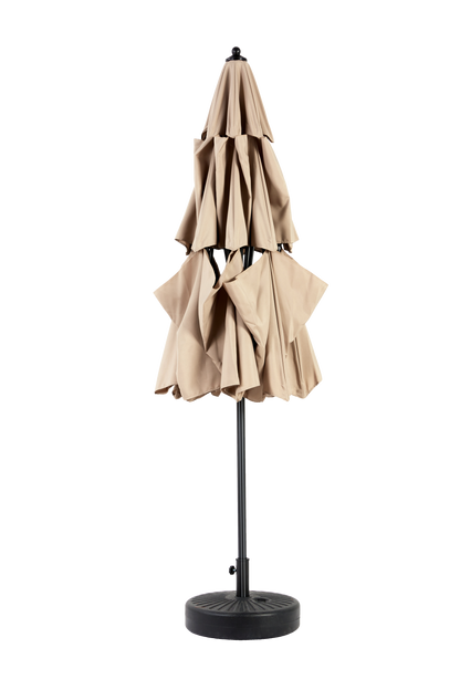 Aluminium 10ft 3 Tier Auto-tilt Umbrella ,Outdoor Patio Umbrella - Market Table Pool Deck Umbrella (Base Not Included) - ( khaki )