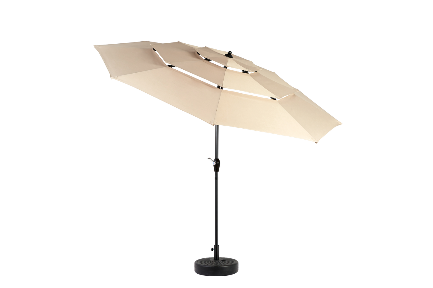 Aluminium 10ft 3 Tier Auto-tilt Umbrella ,Outdoor Patio Umbrella - Market Table Pool Deck Umbrella (Base Not Included) - ( khaki )