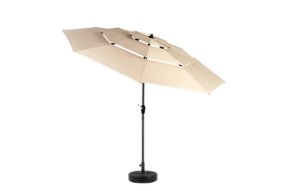 Aluminium 10ft 3 Tier Auto-tilt Umbrella ,Outdoor Patio Umbrella - Market Table Pool Deck Umbrella (Base Not Included) - ( khaki )
