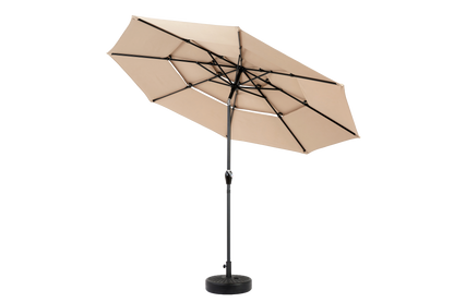 Aluminium 10ft 3 Tier Auto-tilt Umbrella ,Outdoor Patio Umbrella - Market Table Pool Deck Umbrella (Base Not Included) - ( khaki )