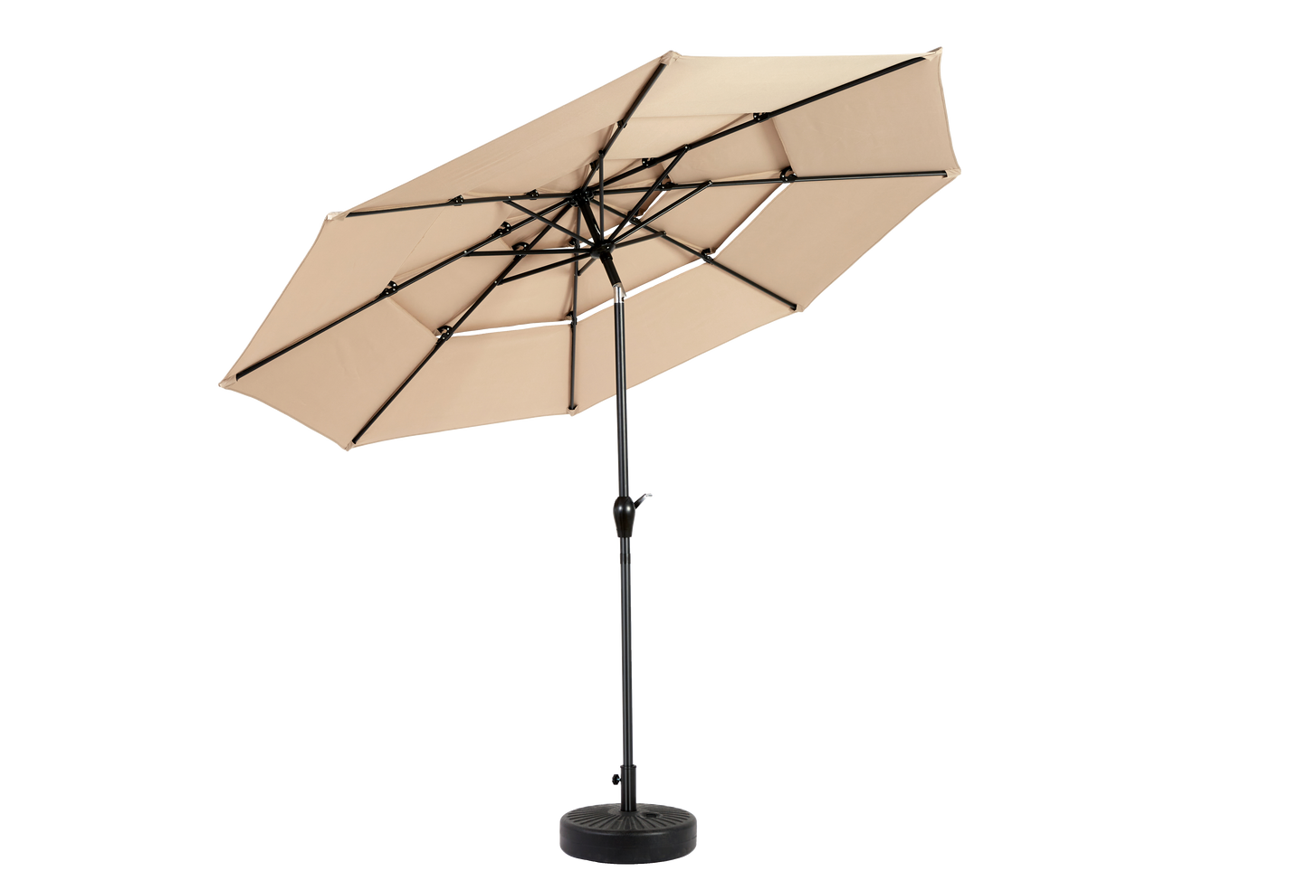 Aluminium 10ft 3 Tier Auto-tilt Umbrella ,Outdoor Patio Umbrella - Market Table Pool Deck Umbrella (Base Not Included) - ( khaki )