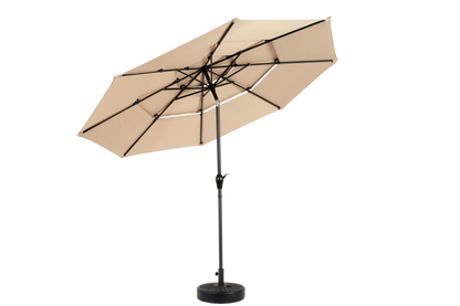 Aluminium 10ft 3 Tier Auto-tilt Umbrella ,Outdoor Patio Umbrella - Market Table Pool Deck Umbrella (Base Not Included) - ( khaki )
