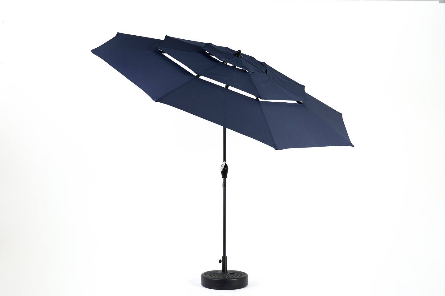 Aluminium 10ft 3 Tier Auto-tilt Umbrella ,Outdoor Patio Umbrella - Market Table Pool Deck Umbrella (Base Not Included) - (Navy blue )