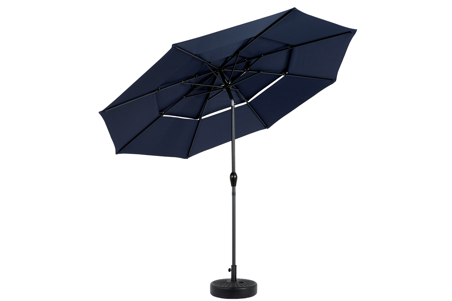 Aluminium 10ft 3 Tier Auto-tilt Umbrella ,Outdoor Patio Umbrella - Market Table Pool Deck Umbrella (Base Not Included) - (Navy blue )