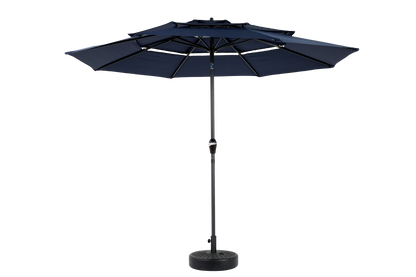 Aluminium 10ft 3 Tier Auto-tilt Umbrella ,Outdoor Patio Umbrella - Market Table Pool Deck Umbrella (Base Not Included) - (Navy blue )