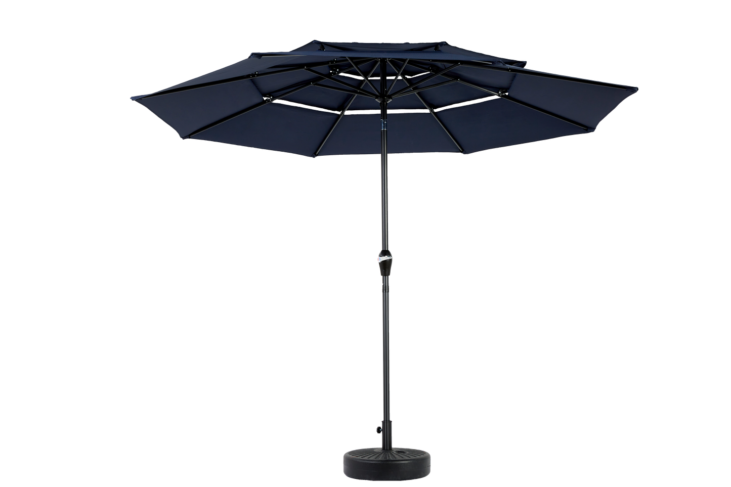Aluminium 10ft 3 Tier Auto-tilt Umbrella ,Outdoor Patio Umbrella - Market Table Pool Deck Umbrella (Base Not Included) - (Navy blue )