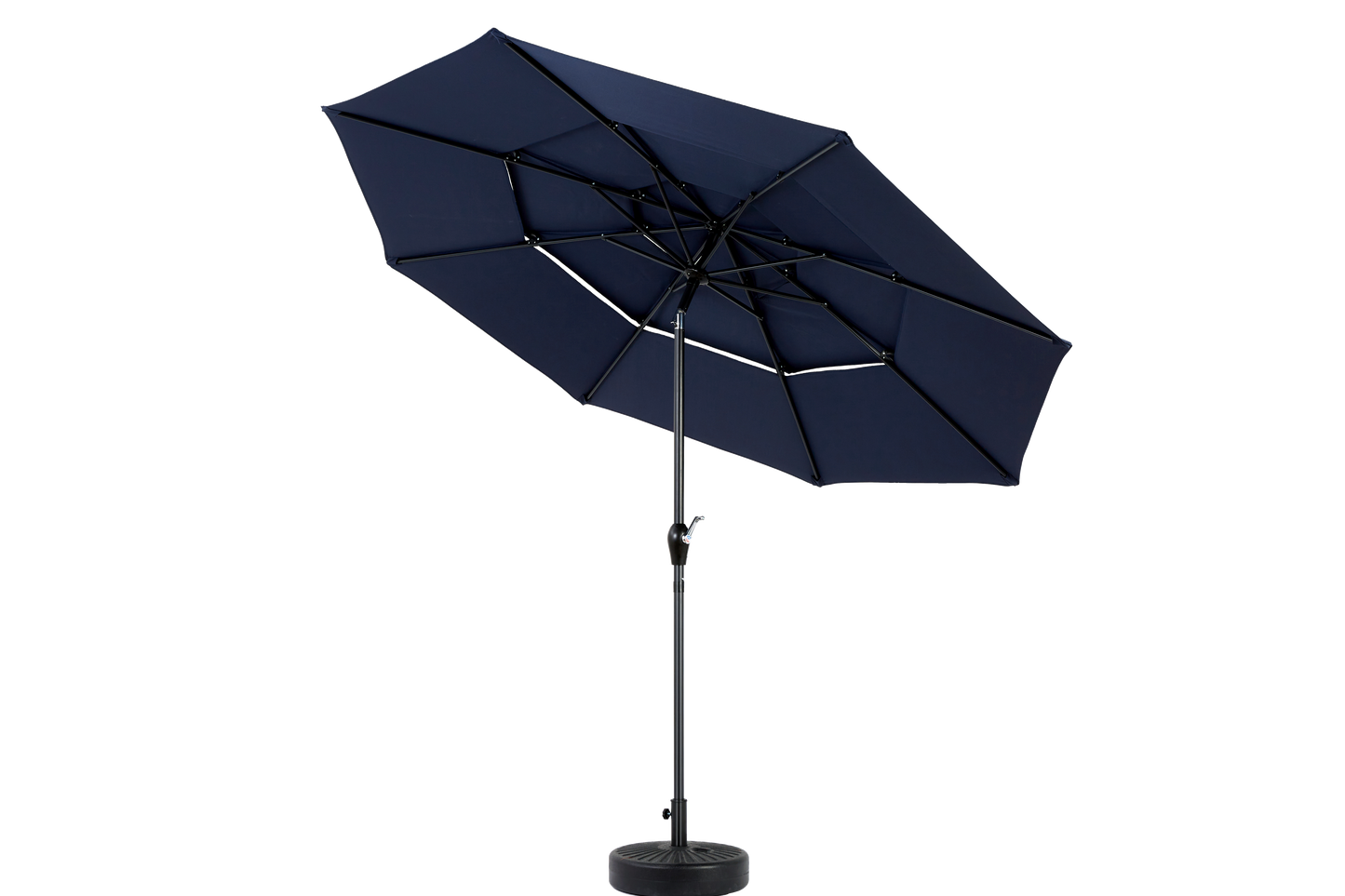 Aluminium 10ft 3 Tier Auto-tilt Umbrella ,Outdoor Patio Umbrella - Market Table Pool Deck Umbrella (Base Not Included) - (Navy blue )