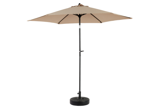 9FT Outdoor Patio Umbrella Outdoor Table Umbrella with Push Button Tilt and Crank, Market Umbrella 6 Sturdy Ribs , Deck, Backyard, Pool (Base Not Included) - ( khaki )
