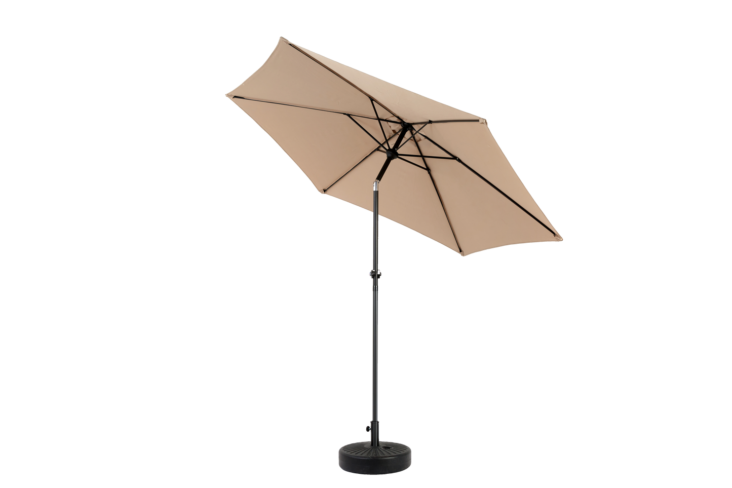 9FT Outdoor Patio Umbrella Outdoor Table Umbrella with Push Button Tilt and Crank, Market Umbrella 6 Sturdy Ribs , Deck, Backyard, Pool (Base Not Included) - ( khaki )