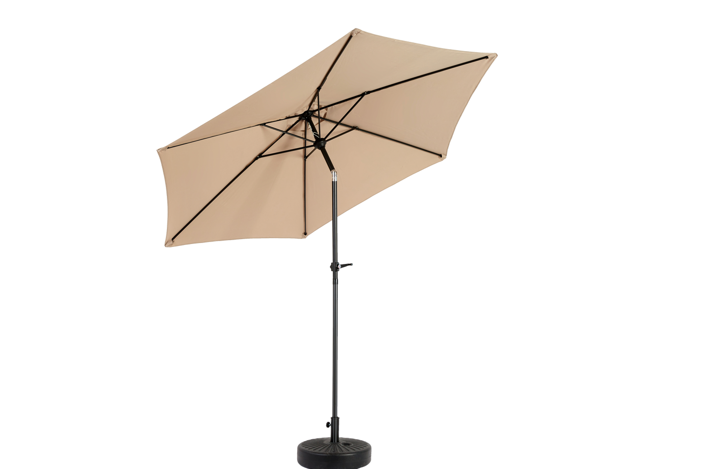 9FT Outdoor Patio Umbrella Outdoor Table Umbrella with Push Button Tilt and Crank, Market Umbrella 6 Sturdy Ribs , Deck, Backyard, Pool (Base Not Included) - ( khaki )