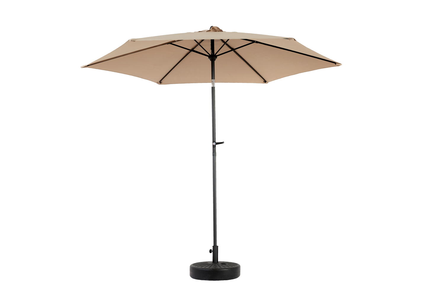 9FT Outdoor Patio Umbrella Outdoor Table Umbrella with Push Button Tilt and Crank, Market Umbrella 6 Sturdy Ribs , Deck, Backyard, Pool (Base Not Included) - ( khaki )