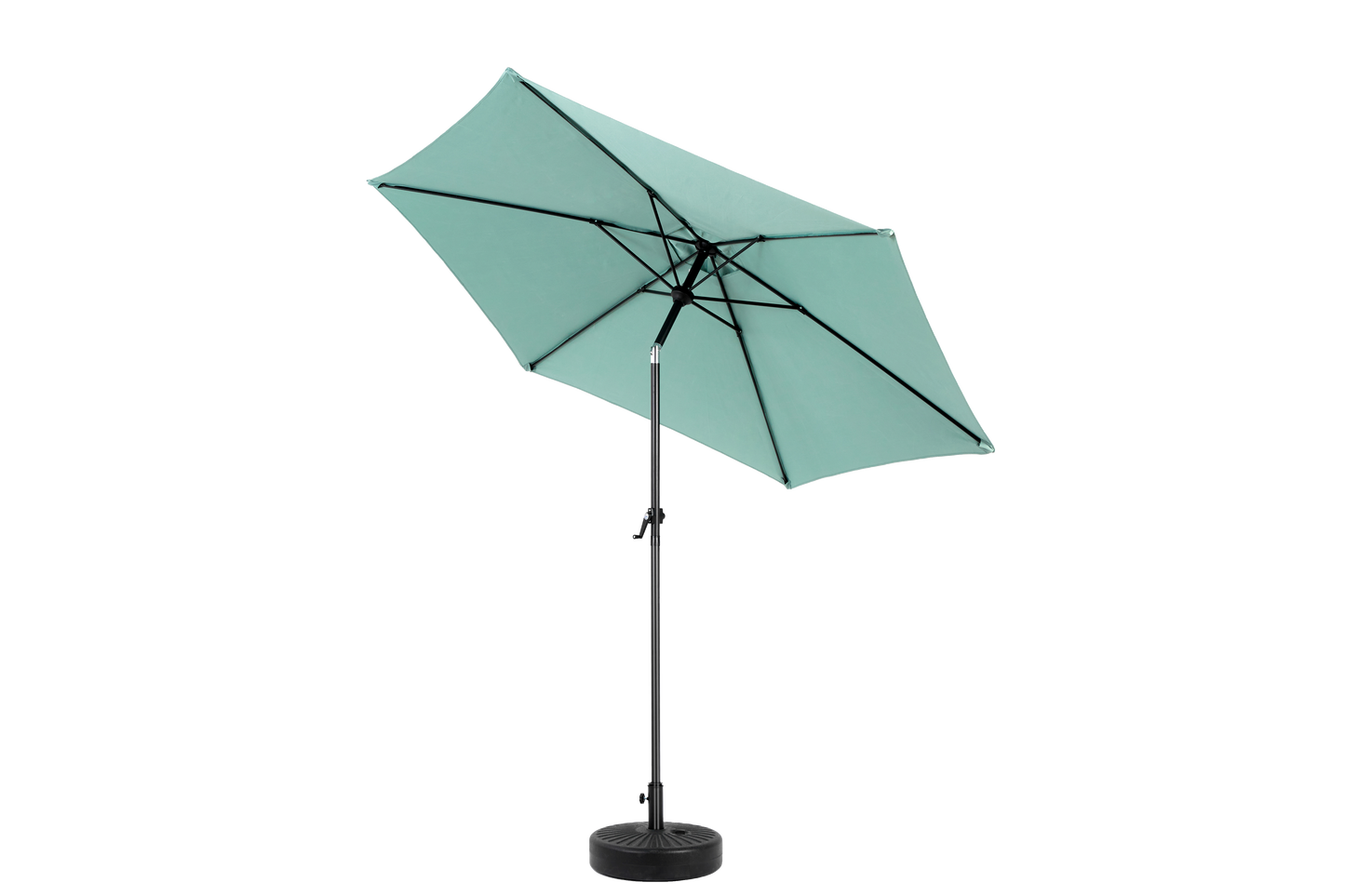 9FT Outdoor Patio Umbrella Outdoor Table Umbrella with Push Button Tilt and Crank, Market Umbrella 6 Sturdy Ribs , Deck, Backyard, Pool (Base Not Included) - ( Light green )