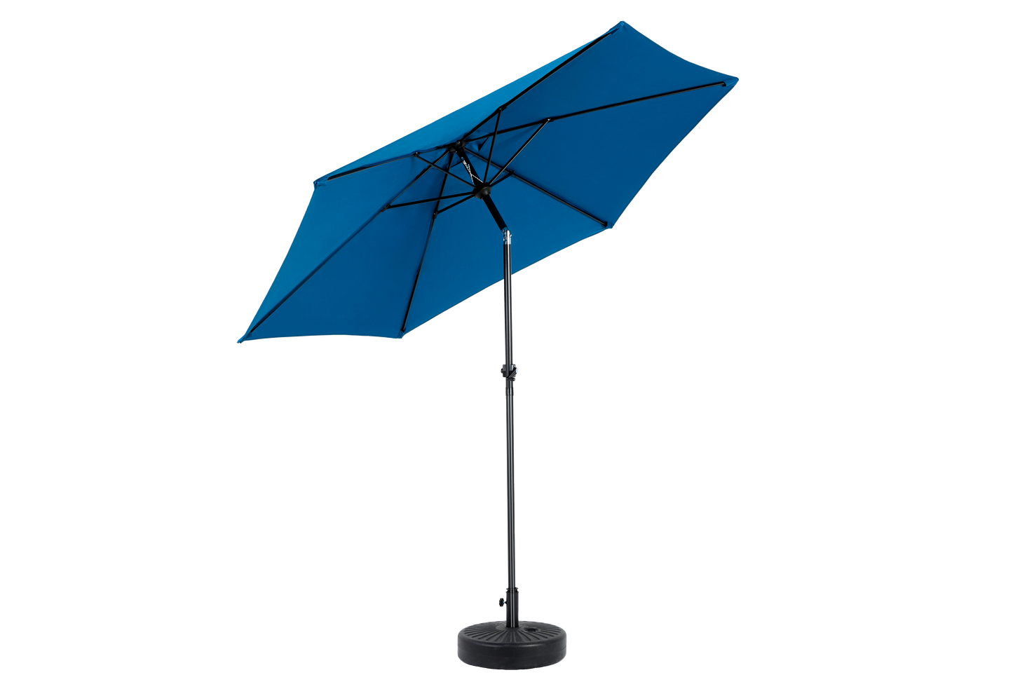 9FT Outdoor Patio Umbrella Outdoor Table Umbrella with Push Button Tilt and Crank, Market Umbrella 6 Sturdy Ribs , Deck, Backyard, Pool (Base Not Included) - ( Dark blue )