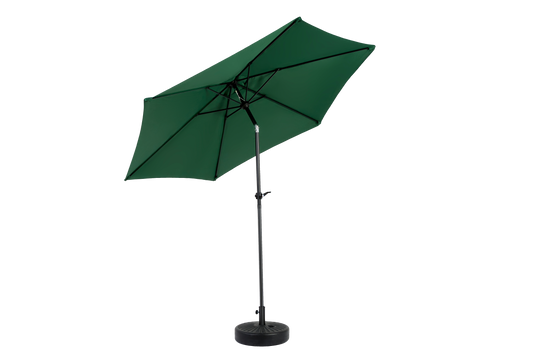 9FT Outdoor Patio Umbrella Outdoor Table Umbrella with Push Button Tilt and Crank, Market Umbrella 6 Sturdy Ribs , Deck, Backyard, Pool (Base Not Included) - ( Dark green )