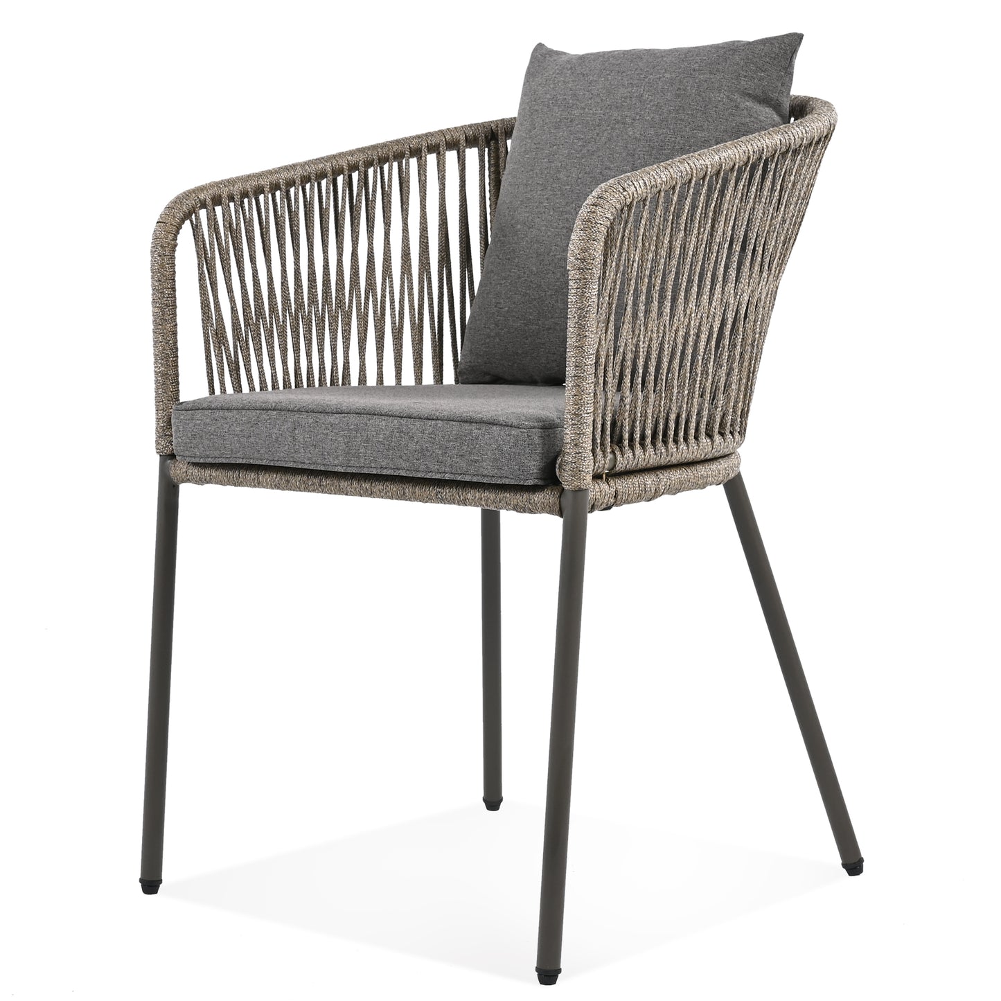 GO 7 Pieces Patio Dining Set, All-Weather Outdoor Furniture Set with Dining Table and Chairs, Acacia Wood Tabletop, Metal Frame, for for Garden, Backyard, Balcony, Grey