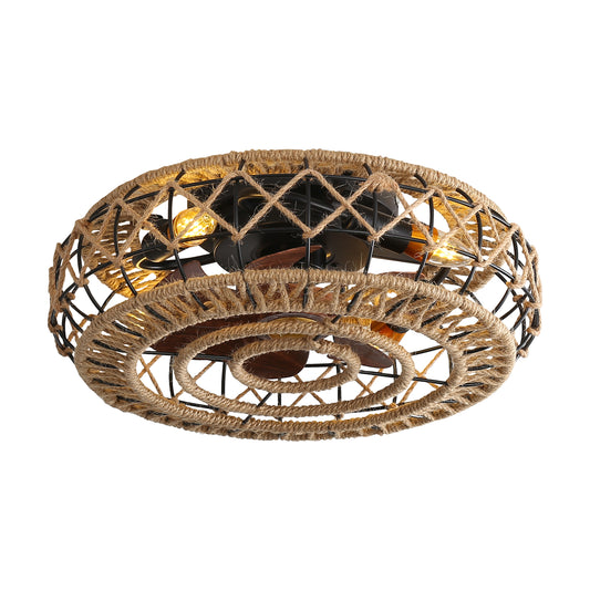 E26 Bulbs Caged Ceiling Fans with Lights Remote Control for Bedroom, Kitchen, Dining Room
