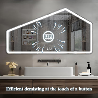 52*28 inch LED Bathroom Vanity Mirror Wall Mounted Adjustable White/Warm/Natural Lights Anti-Fog Touch Switch with Memory Modern Smart Large Bathroom Mirrors