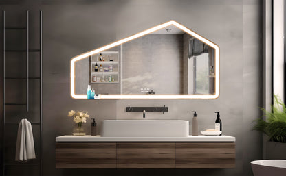 52*28 inch LED Bathroom Vanity Mirror Wall Mounted Adjustable White/Warm/Natural Lights Anti-Fog Touch Switch with Memory Modern Smart Large Bathroom Mirrors