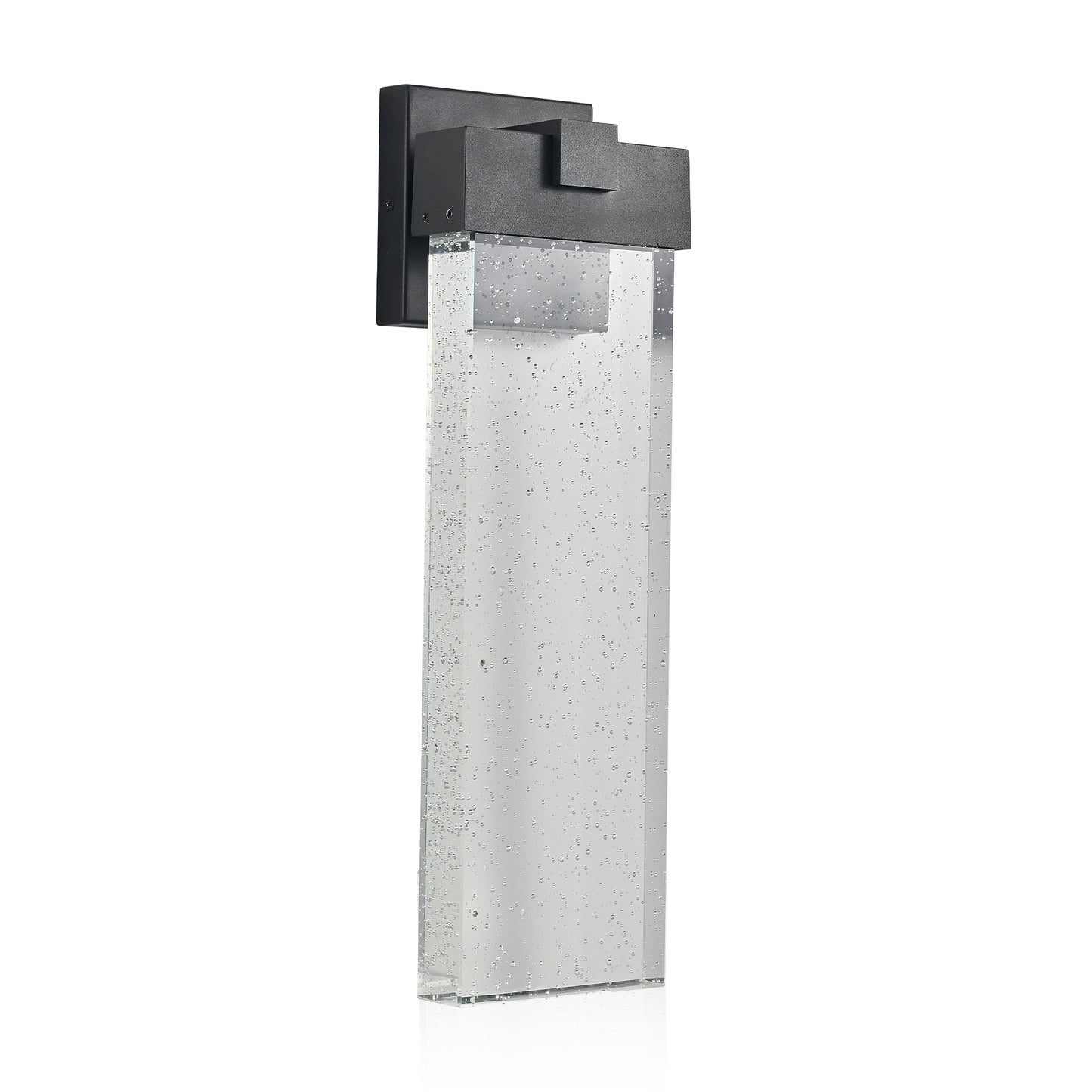18"(H) 1-pack 12W Modern Outdoor Wall Light Fixture, Weatherproof LED Wall Sconce with Bubble Crystal, Black Finish, Up and Down Lighting for Porch, Patio, and Garden