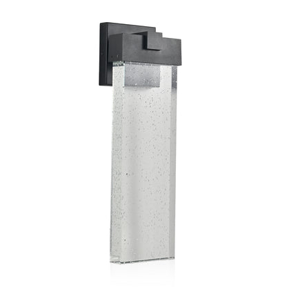 18"(H) 1-pack 12W Modern Outdoor Wall Light Fixture, Weatherproof LED Wall Sconce with Bubble Crystal, Black Finish, Up and Down Lighting for Porch, Patio, and Garden